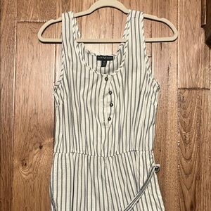 Striped Sleeveless Button-Down Jumpsuit